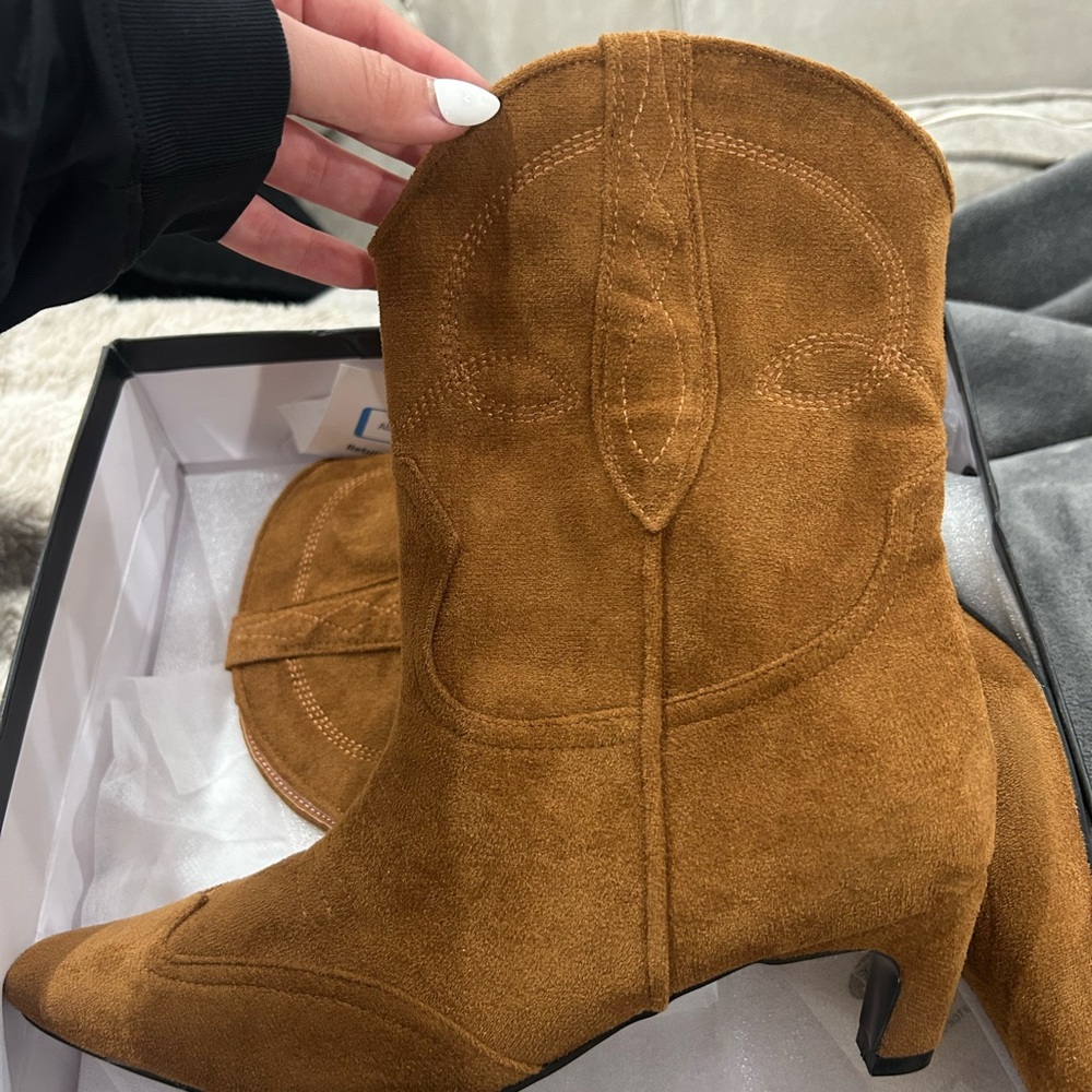 FSJ Brown Suede Heeled Boots